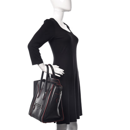 Celine Smooth Calfskin Mini Luggage Black Pink Trim 2 of 8