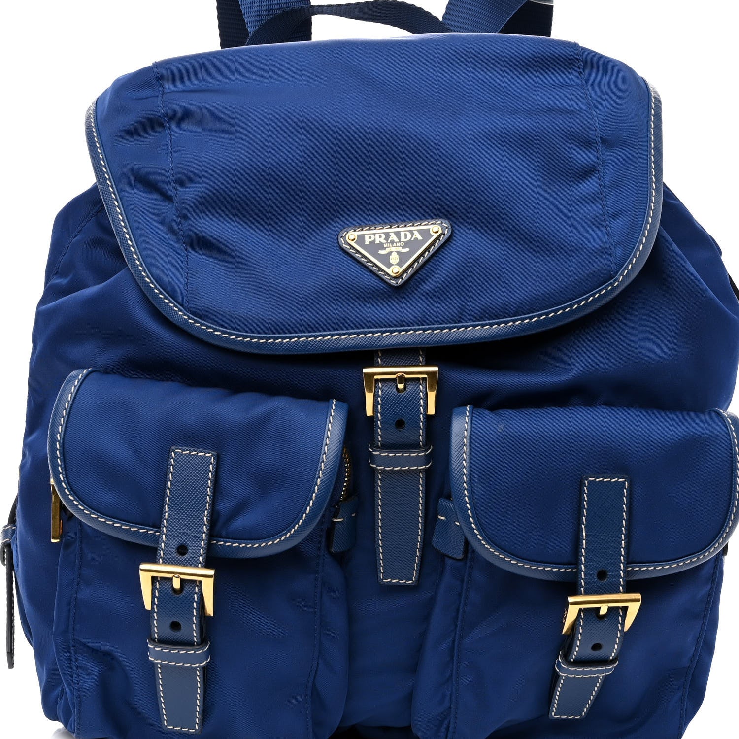 Prada Tessuto Nylon Saffiano Vela Backpack Bleuette 7 of 9