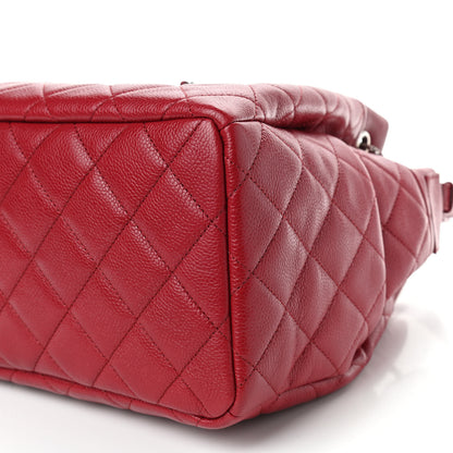 Chanel Caviar Flat Quilted CC Chain Bucket Drawstring Bag Dark Pink 10 of 10