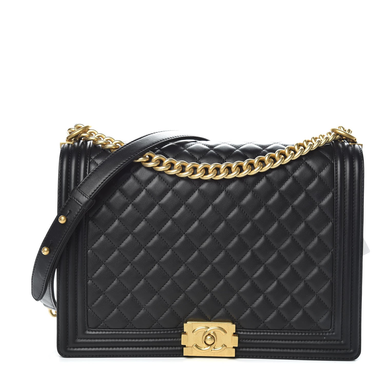 Chanel Lambskin Quilted Large Boy Flap Black 1 of 10