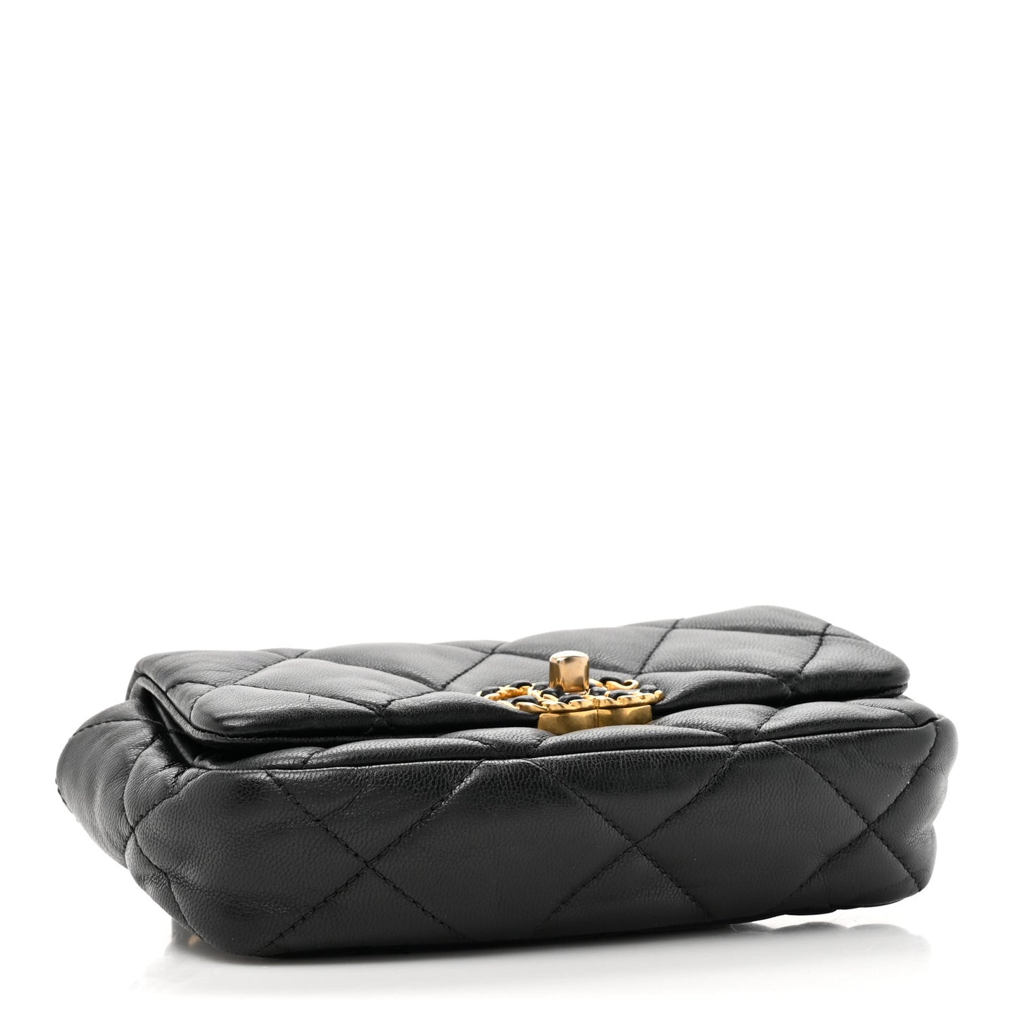 Lambskin Quilted Chanel 19 Waist Bag Black