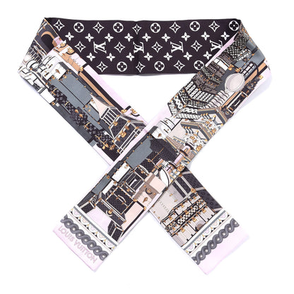 Louis Vuitton Silk Monogram Around The World Bandeau Black Pink 1 of 3