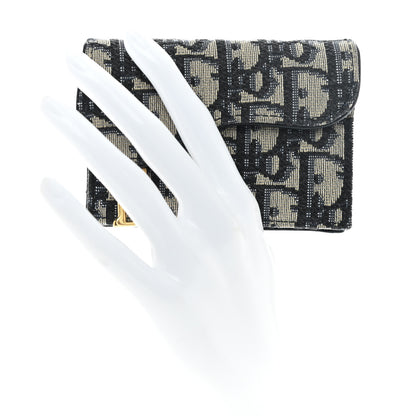 Christian Dior Oblique Saddle Card Holder Blue 2 of 8