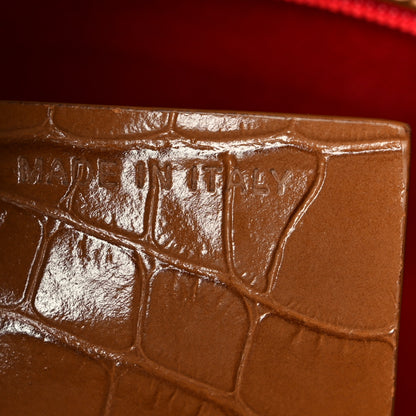 Christian Louboutin Calfskin Crocodile Embossed Studded Medium Paloma Brown 7 of 12