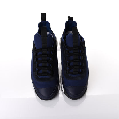 Chanel Fabric Calfskin Suede CC Sneakers 38.5 Navy Black 5 of 10