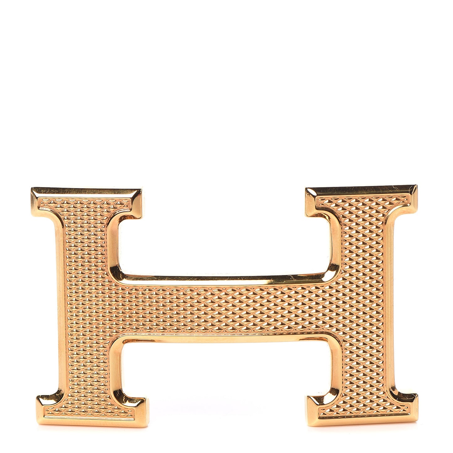 Guilloche 32mm H Belt Buckle Gold