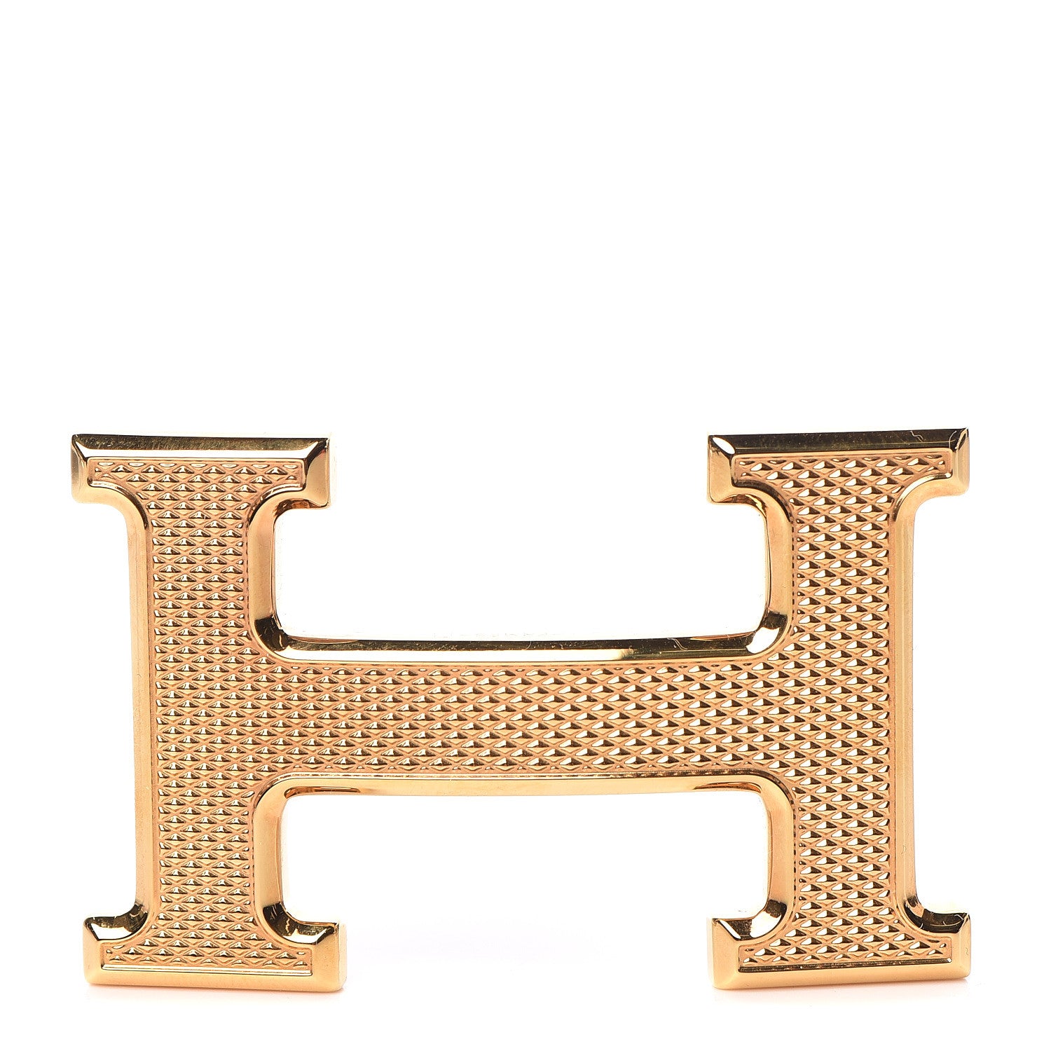 Hermes Guilloche 32mm H Belt Buckle Gold 1 of 4