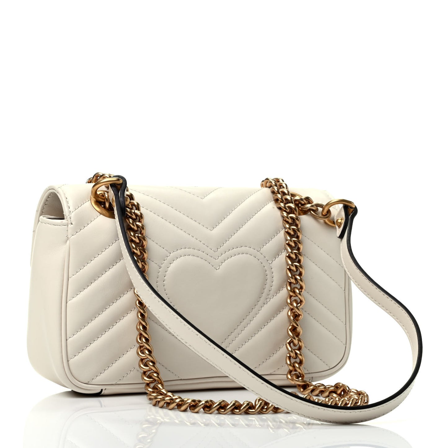 Calfskin Matelasse Mini GG Marmont Shoulder Bag White