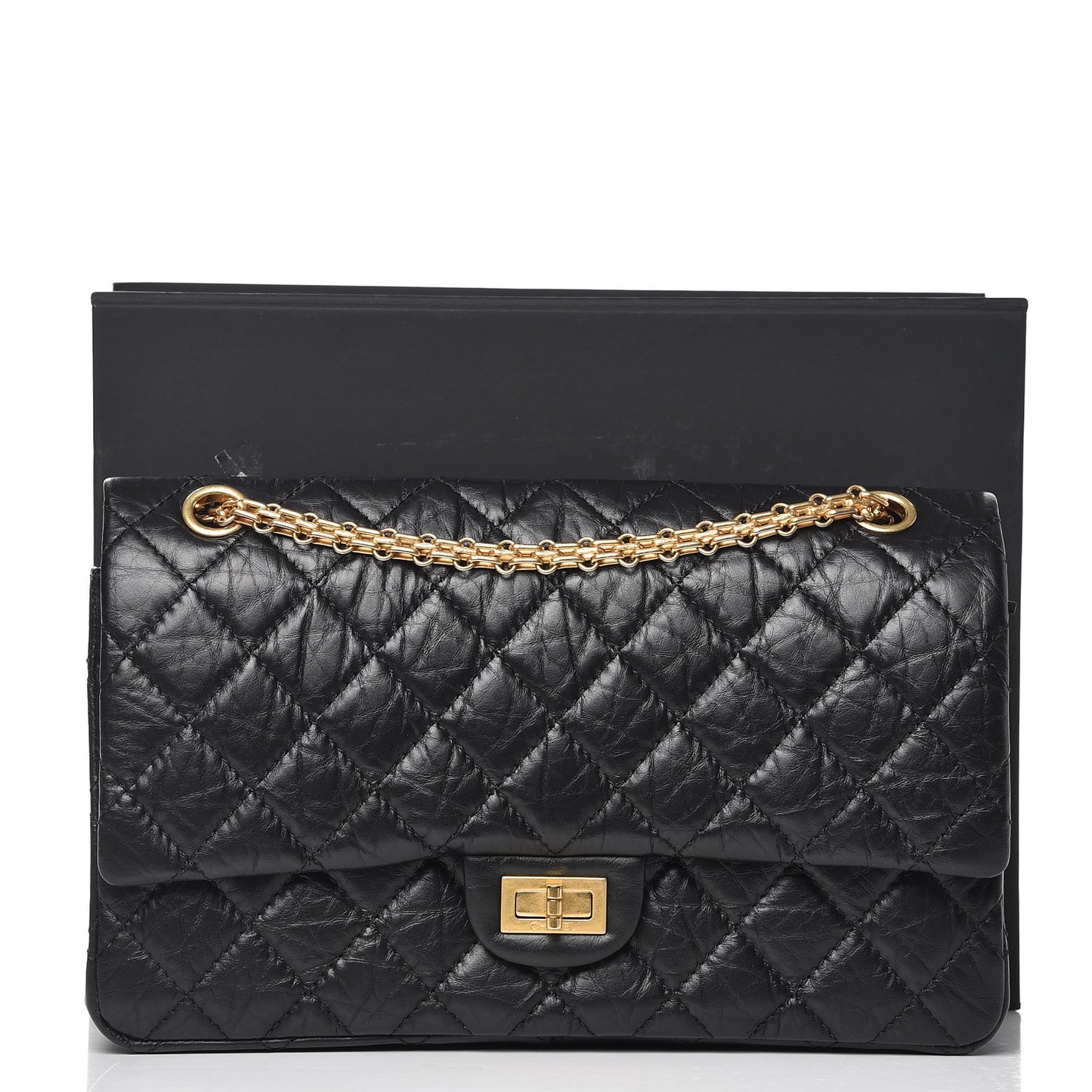 Aged Calfskin Quilted 2.55 Reissue 226 Flap Black
