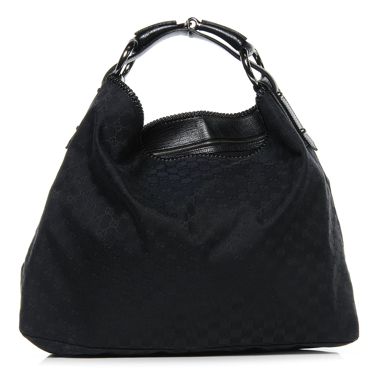 Monogram Large Horsebit Chain Hobo Black