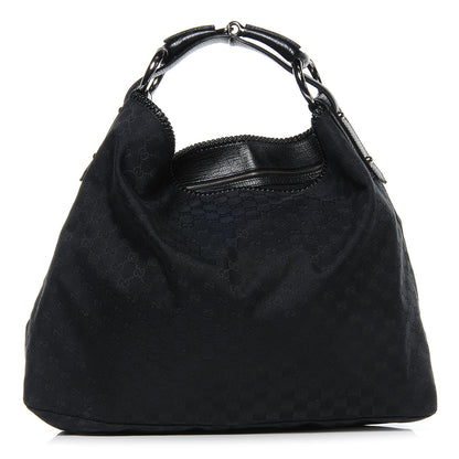 Gucci Monogram Large Horsebit Chain Hobo Black 1 of 7