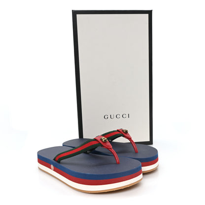 Gucci Canvas Web Platform Lifford Thong Sandals 38 Hibiscus Red 10 of 10