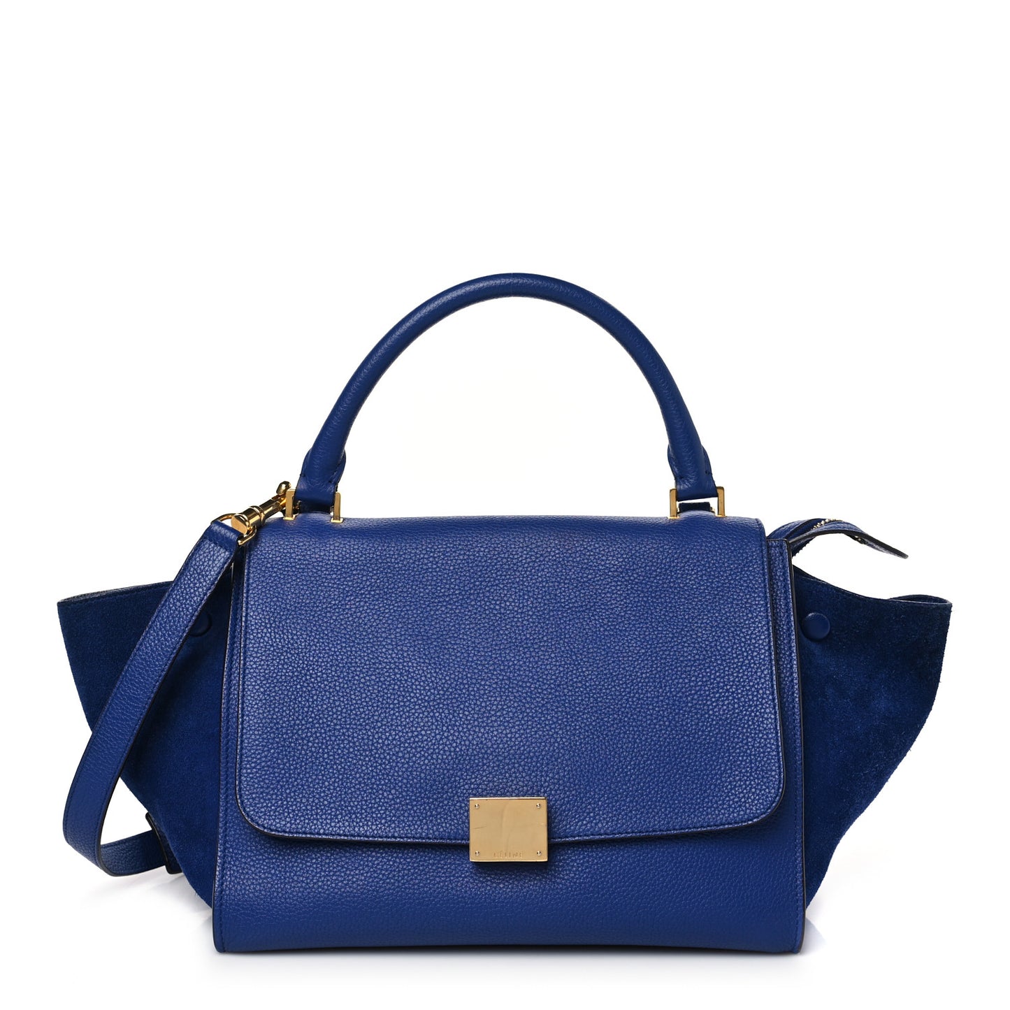 Drummed Calfskin Suede Small Trapeze Indigo