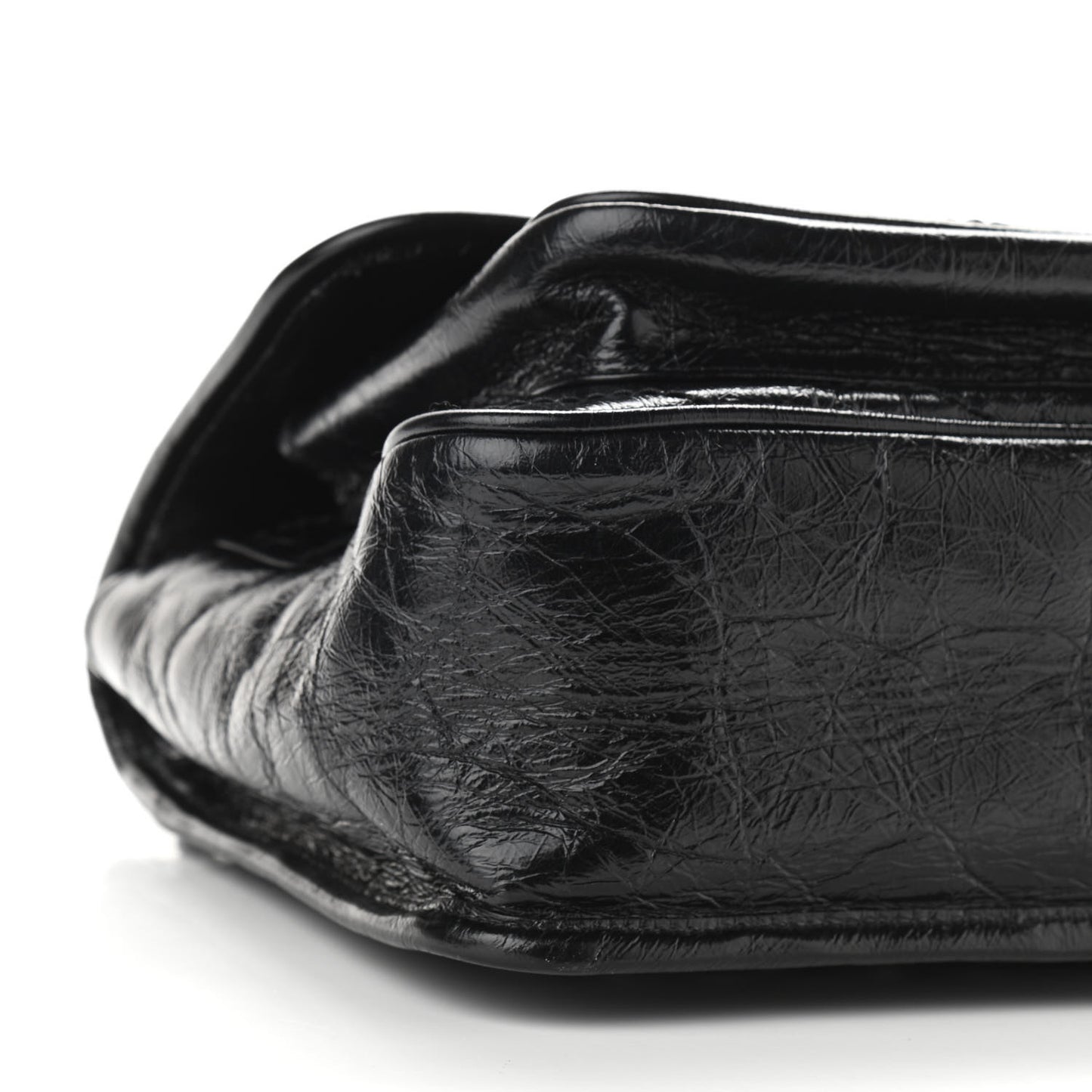 Crinkled Calfskin Matelasse Monogram Medium Niki Chain Satchel Black