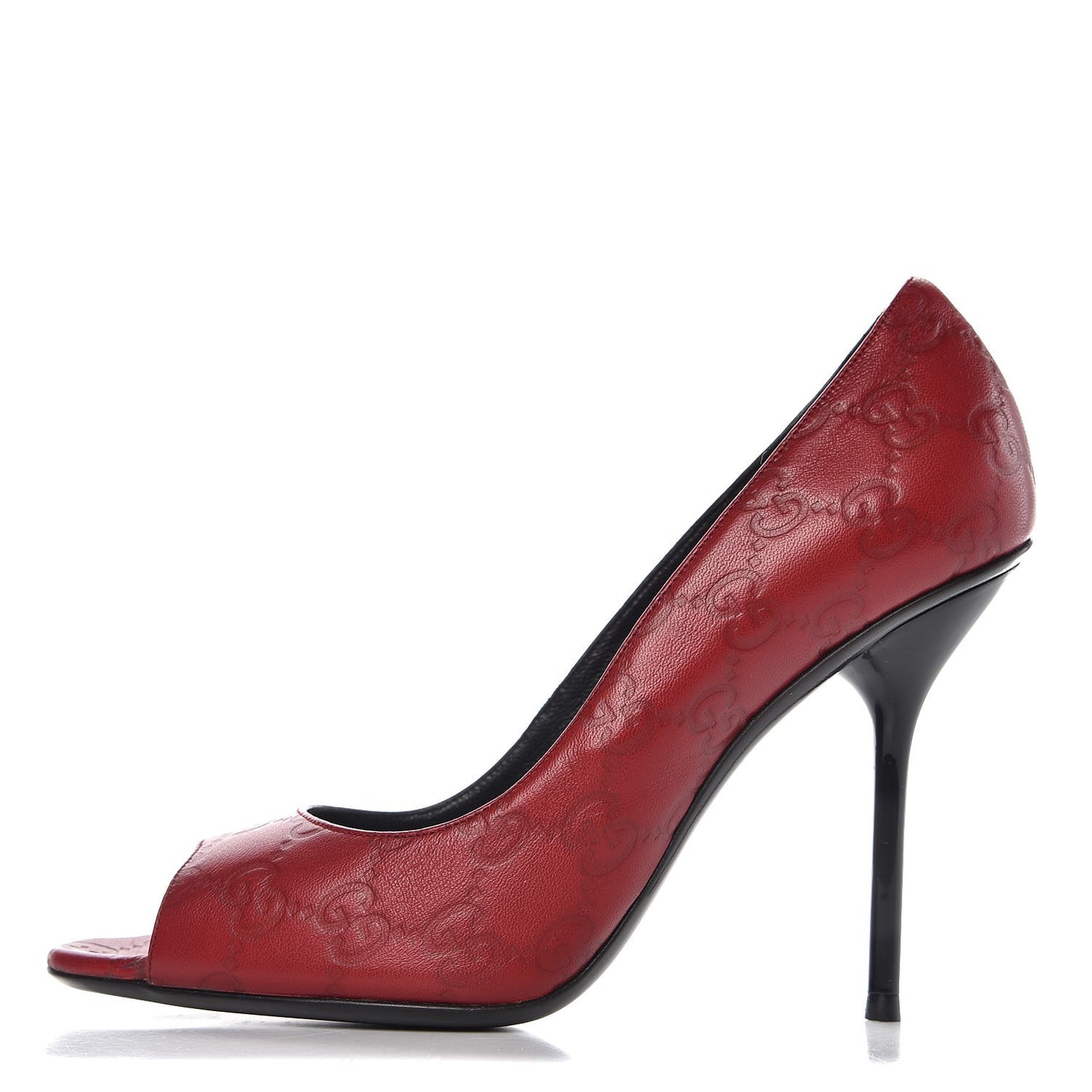 Guccissima Peep Toe Pumps 38.5 Shetland Red