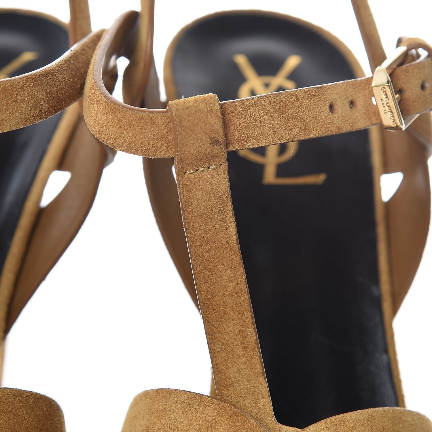 Saint Laurent Suede Tribute 105 Platform Sandals 39.5 Tan 10 of 12