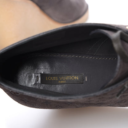 Louis Vuitton Monogram Embossed Suede Frosty Wedge Low Boots 38.5 Dark Grey 10 of 10