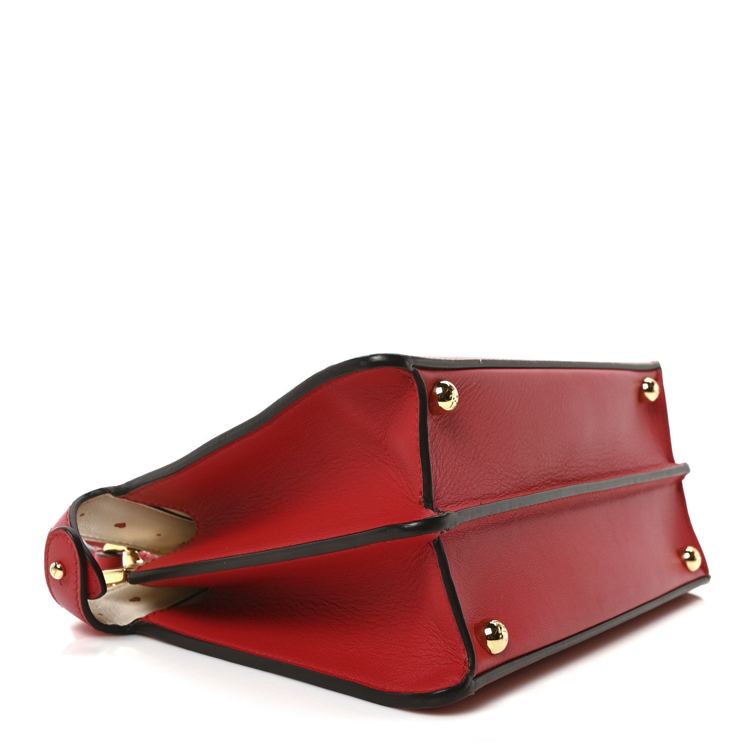 Fendi Vitello Seta Shiny Nappa Chinese Valentines Day Karligraphy Small Peekaboo I SEE U Satchel Panna Rosso Cardinale 4 of 10