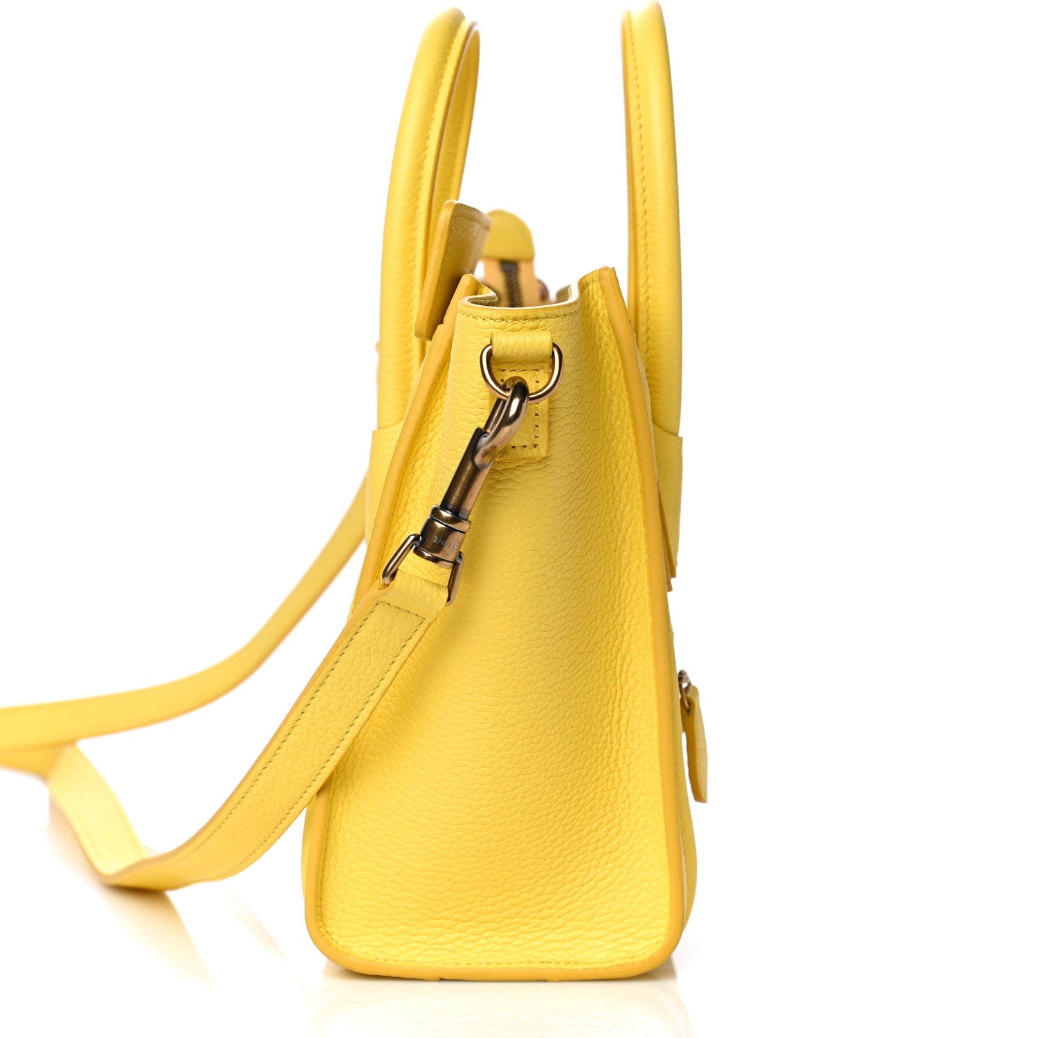 Celine Drummed Calfskin Nano Luggage Citron 12 of 12
