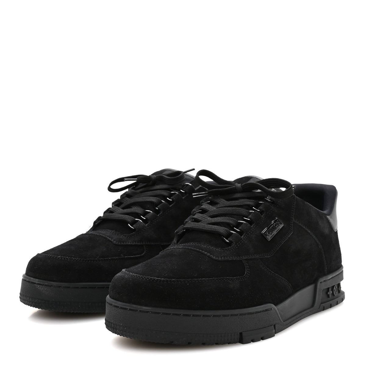 Calfskin Suede Mens LV Trainer Sneakers 10 Black