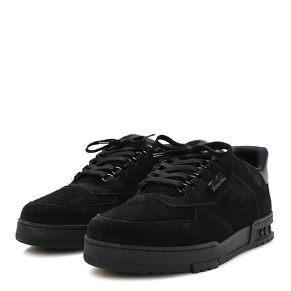 Louis Vuitton Calfskin Suede Mens LV Trainer Sneakers 10 Black 4 of 8