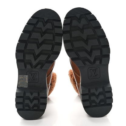 Louis Vuitton Calfskin Shearling Territory Ranger Combat Boots 36 Cognac 5 of 9