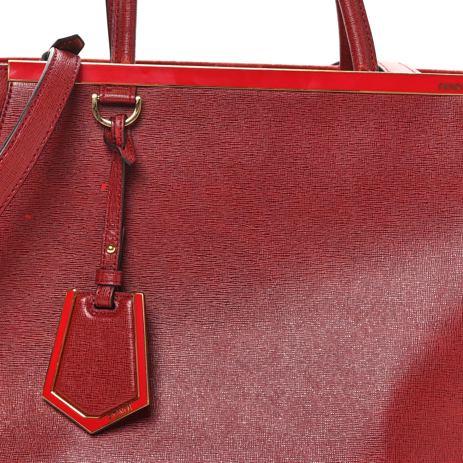 Fendi Vitello Elite Regular 2Jours Tote Rosso Scuro Ciliegia 7 of 12