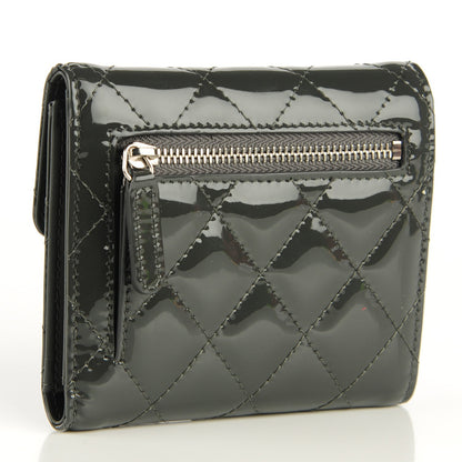 Chanel Patent Quilted Compact Flap Wallet Grey 3 of 8