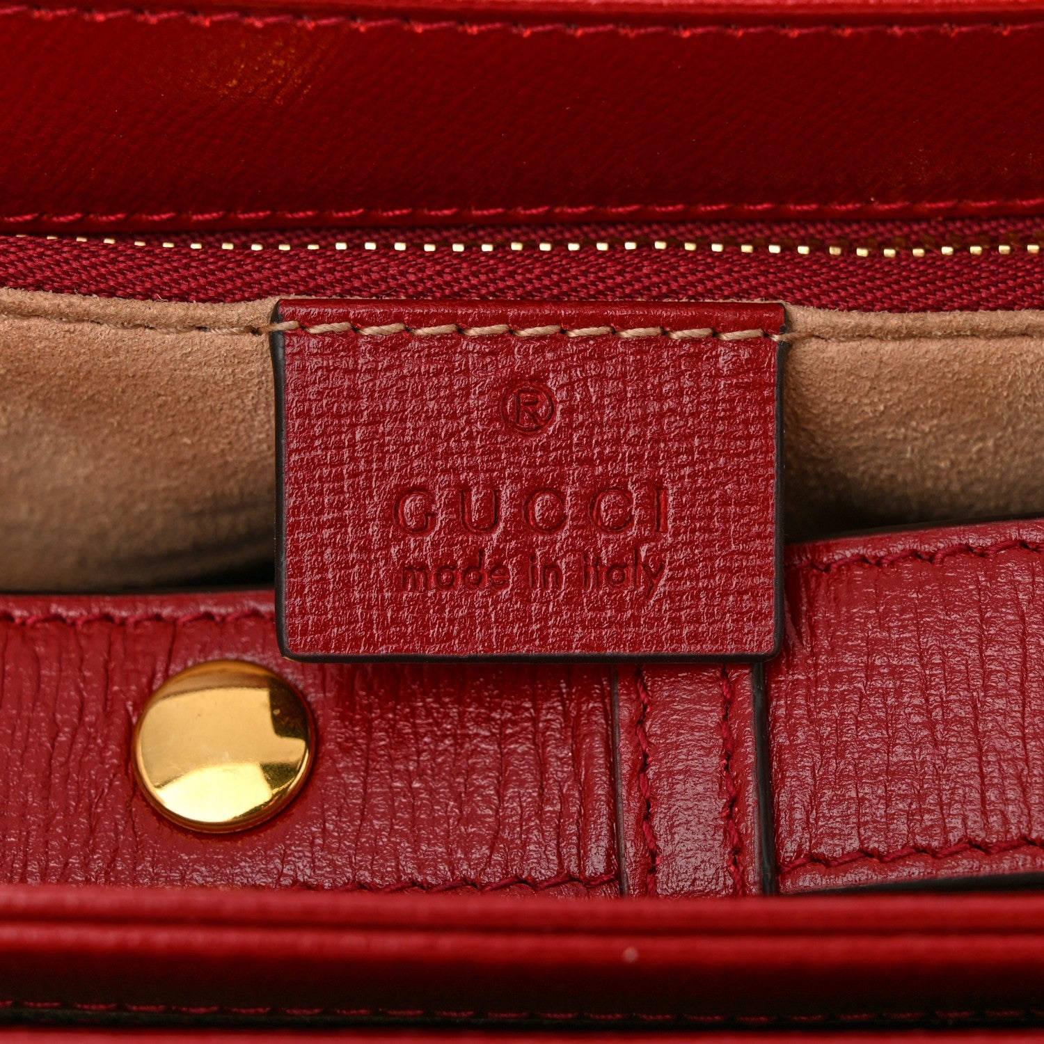 Gucci GG Supreme Monogram Azalea Calfskin Horsebit 1955 Shoulder Bag Beige Ebony New Cherry Red 9 of 11