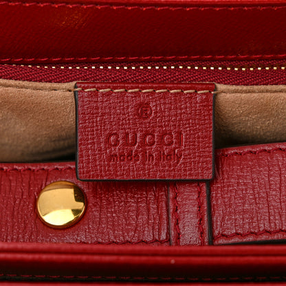 Gucci GG Supreme Monogram Azalea Calfskin Horsebit 1955 Shoulder Bag Beige Ebony New Cherry Red 9 of 11