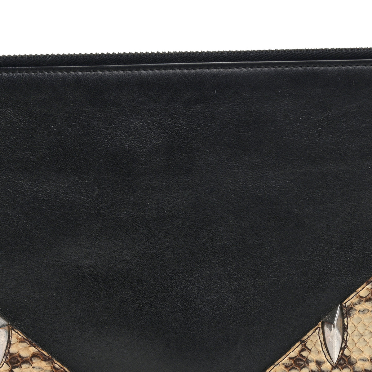 Fendi Vitello Snakeskin Monster Eyes Inlay Pouch Black 7 of 7