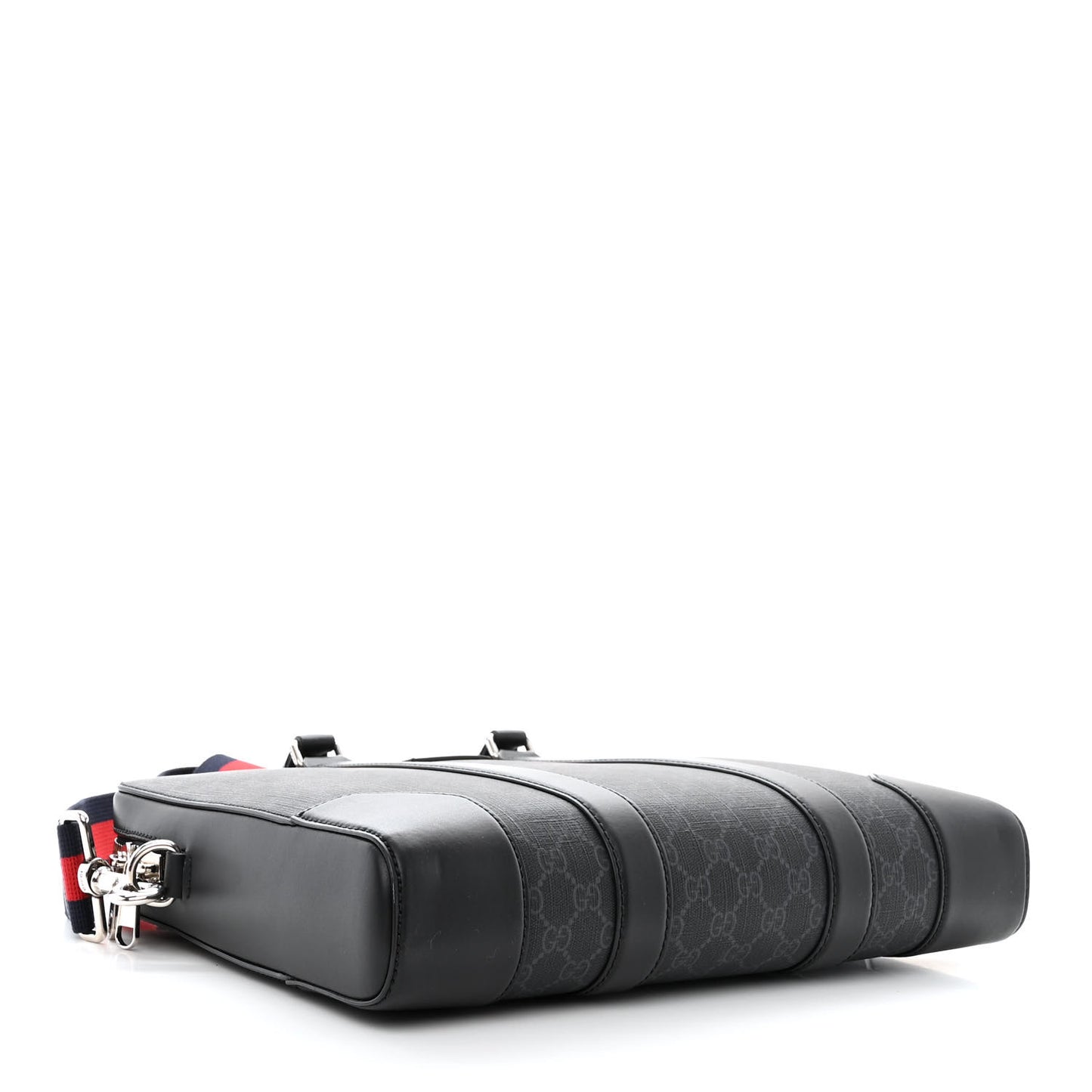 GG Supreme Monogram Appia Calfskin Web Briefcase Black