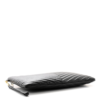 Saint Laurent Calfskin Matelasse Monogram Cassandre Tablet Pouch Black 4 of 9