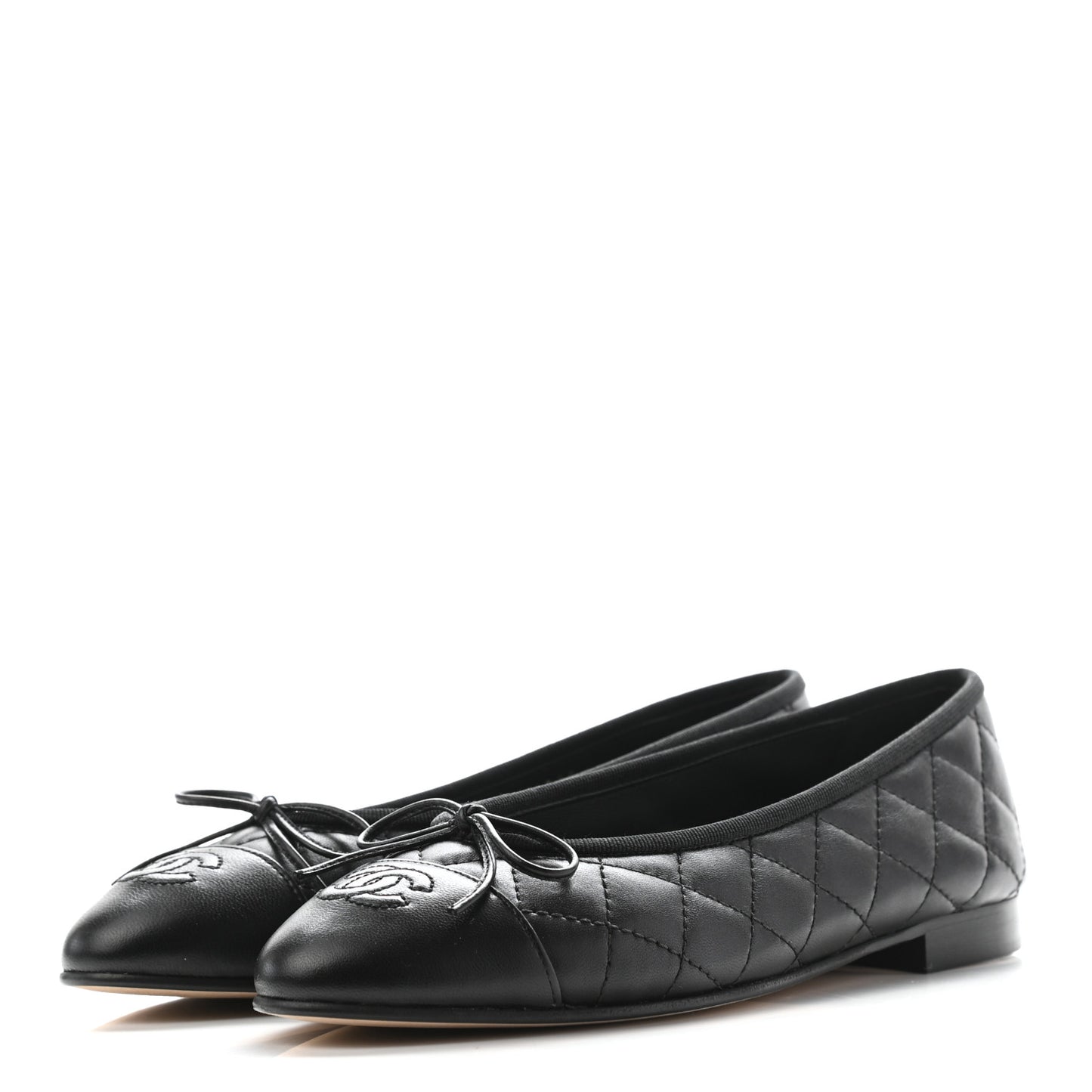 Quilted CC Cap Toe Ballerina Flats 37.5 Black