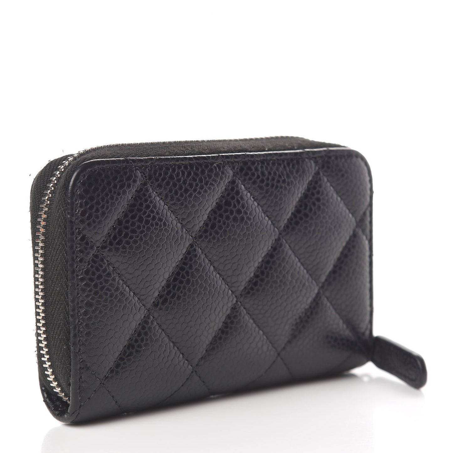 Caviar Quilted Zip Coin Purse Black