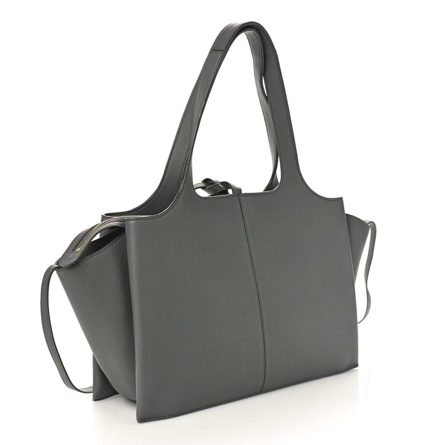 Baby Grained Calfskin Medium Tri-Fold Bag Grey