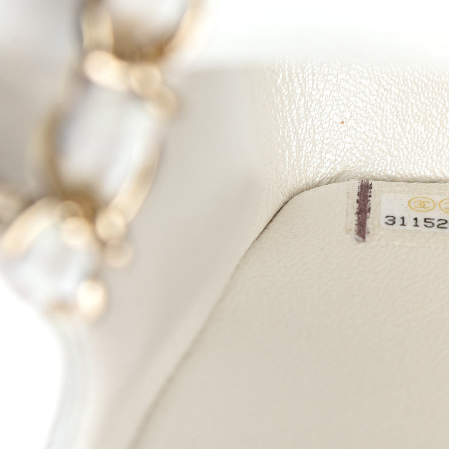 Iridescent Calfskin Quilted Mini Rectangular Flap White