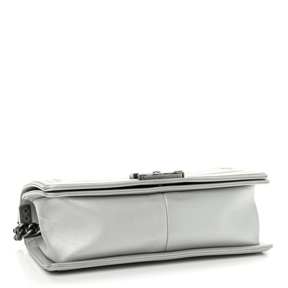Chanel Metallic Calfskin Quilted Medium Boy Flap Silver 4 of 11