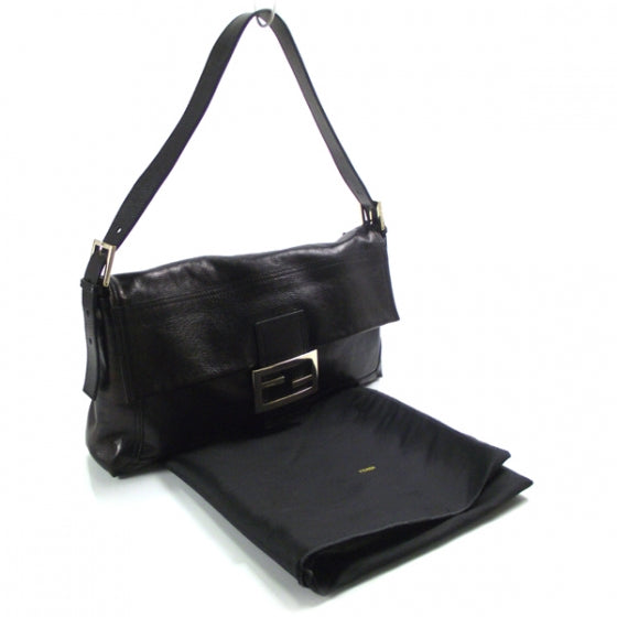 Fendi Vitello Acqua Large Convertible Baguette Black 3 of 15