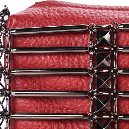 Valentino Garavani Calfskin Rockstud Caged Crossbody Bag Red 8 of 8