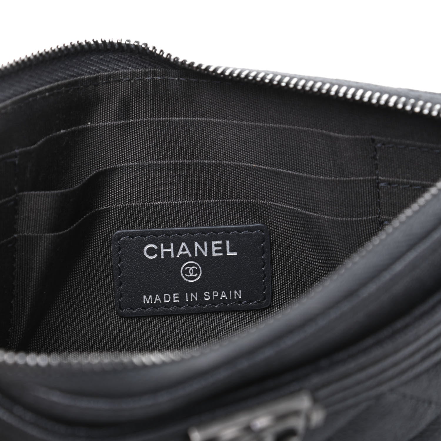Chanel Caviar Quilted Classic Zip Boy Pouch Dark Grey 6 of 7