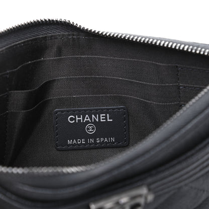 Chanel Caviar Quilted Classic Zip Boy Pouch Dark Grey 6 of 7