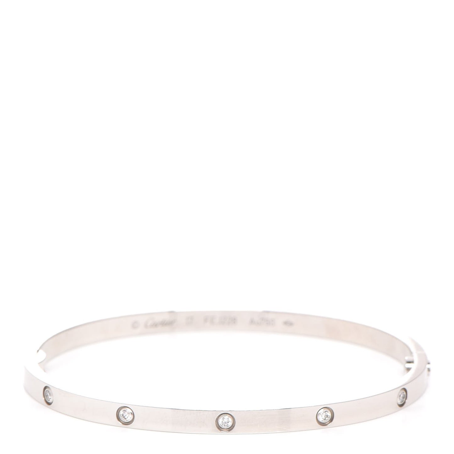 18K White Gold 10 Diamond Small LOVE Bracelet 17