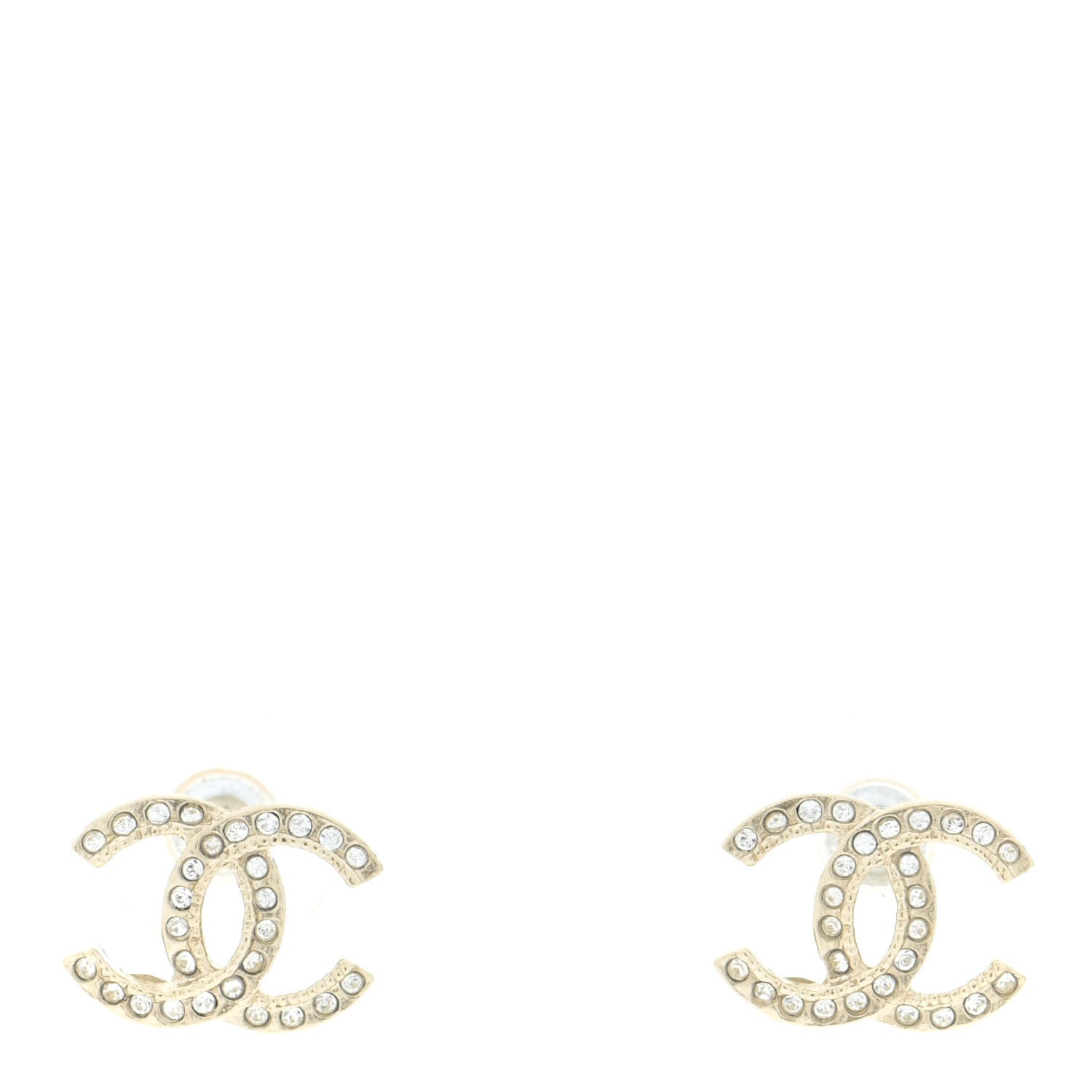Chanel Crystal CC Earrings Gold 1 of 5