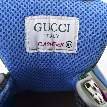 Gucci X SEGA Nylon Calfskin Suede Mens Flashtrek Sneakers 8.5 New Shamarock Bright Splash Vintage Green 10 of 11