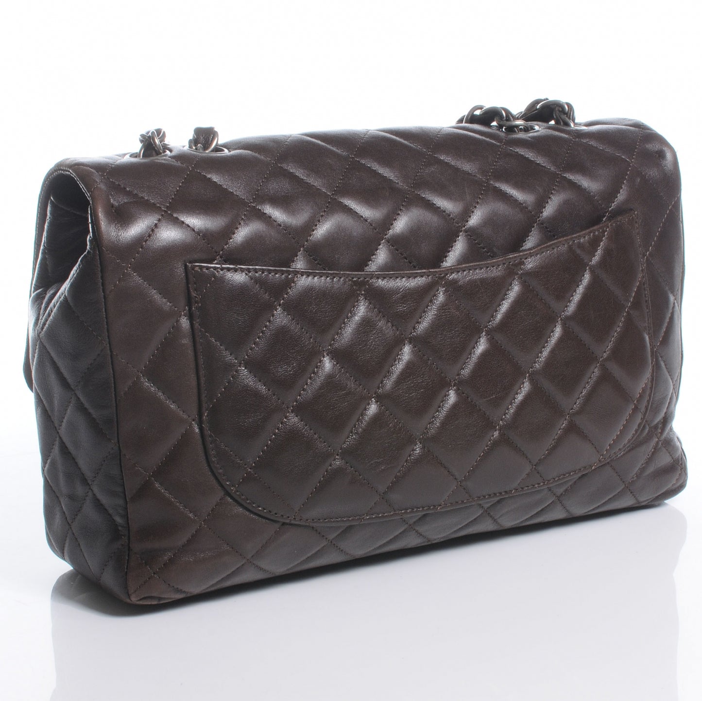 Lambskin Hybrid Reissue Jumbo Flap Dark Brown