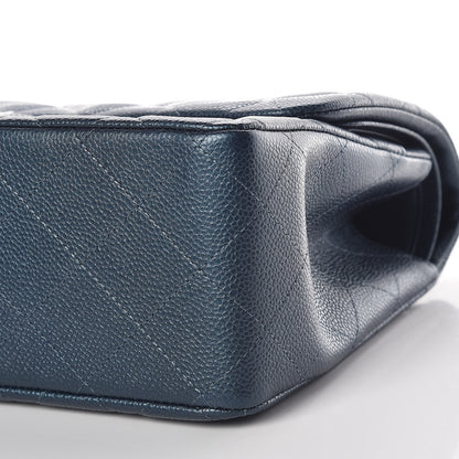 Chanel Iridescent Caviar Quilted Jumbo Double Flap Dark Blue 9 of 10