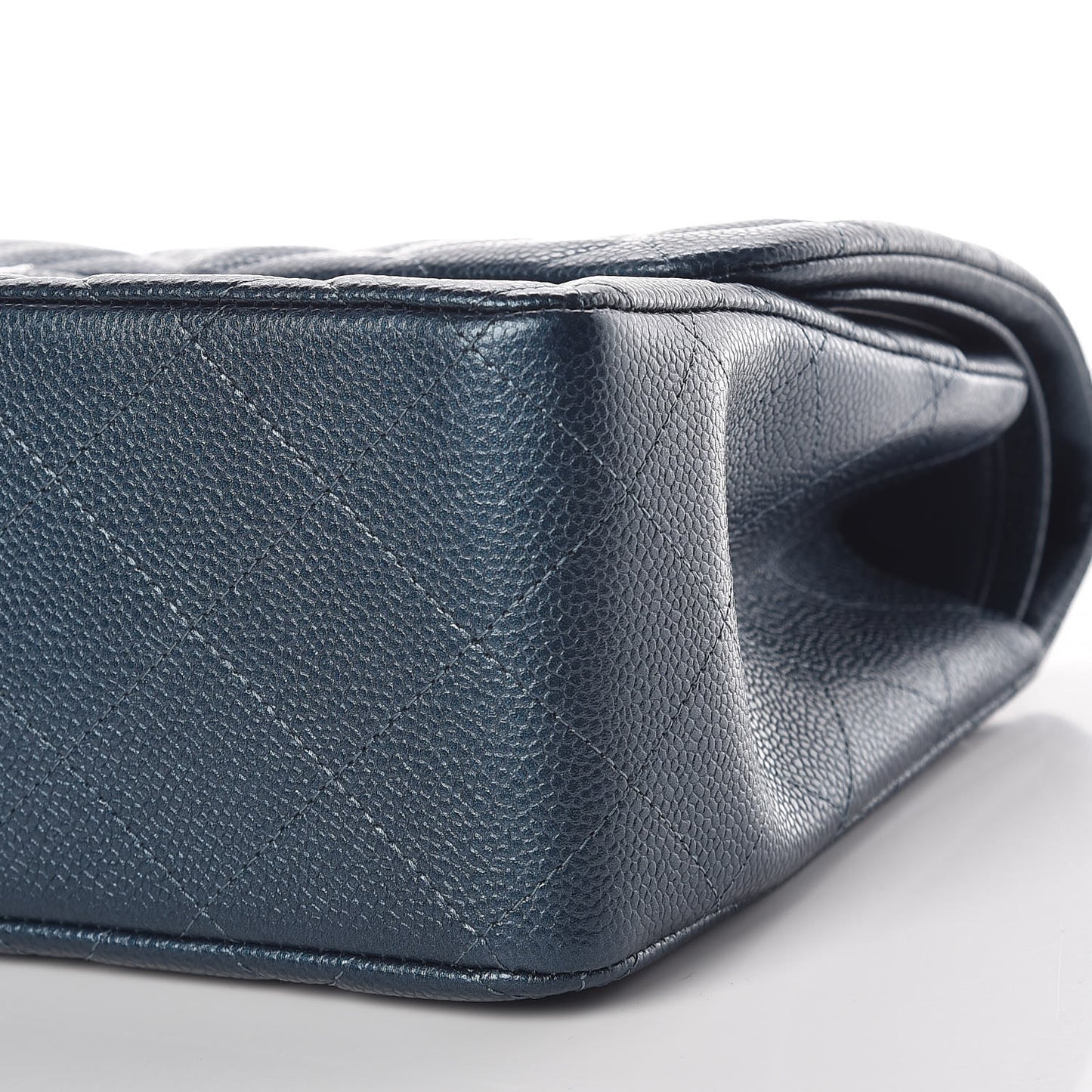 Iridescent Caviar Quilted Jumbo Double Flap Dark Blue