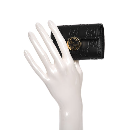 Gucci Guccissima Icon Signature 6 Key Holder Case Black 2 of 7