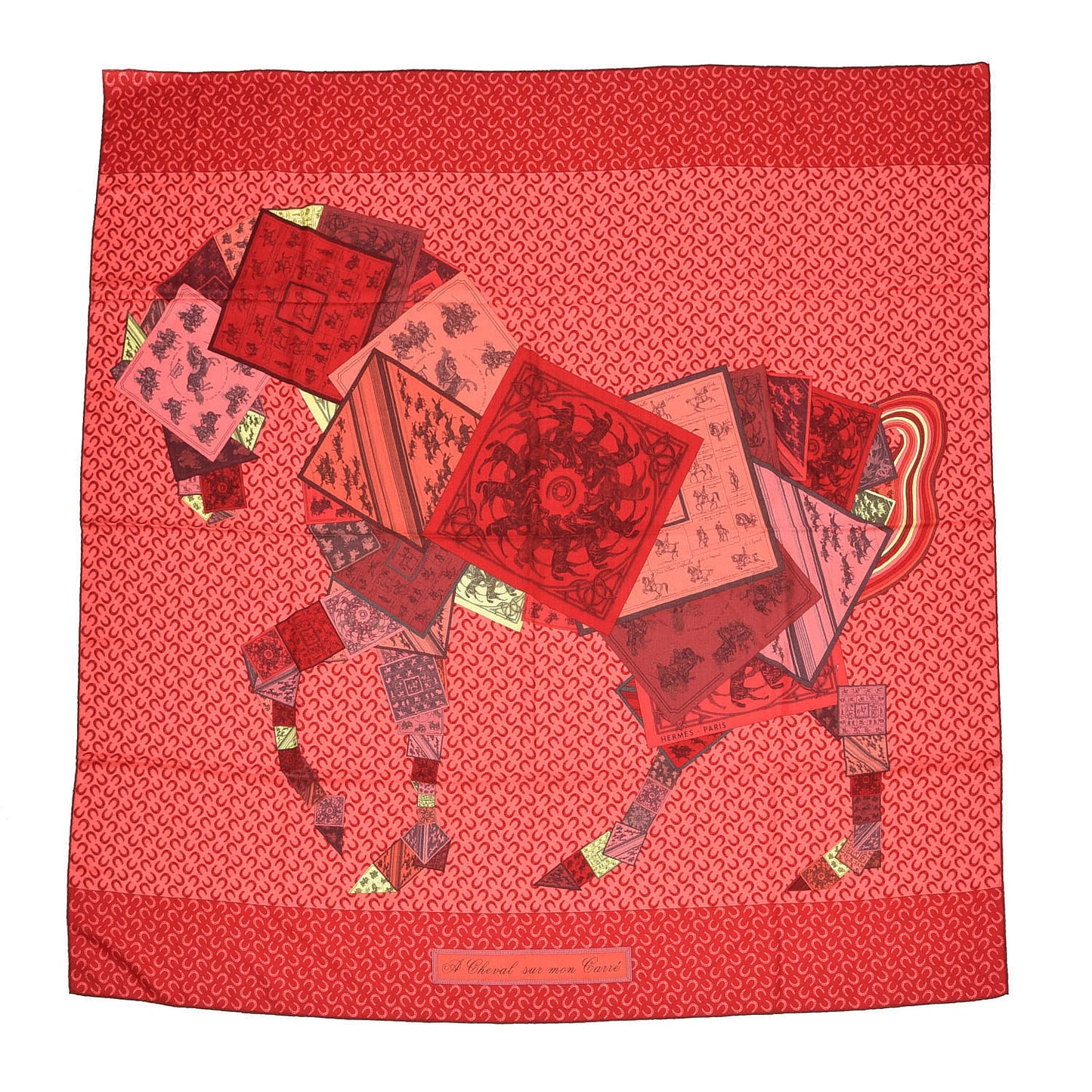 Cashmere Silk A Cheval Sur Mon Carre Shawl 140 Rouge Crevette Bois De Rose